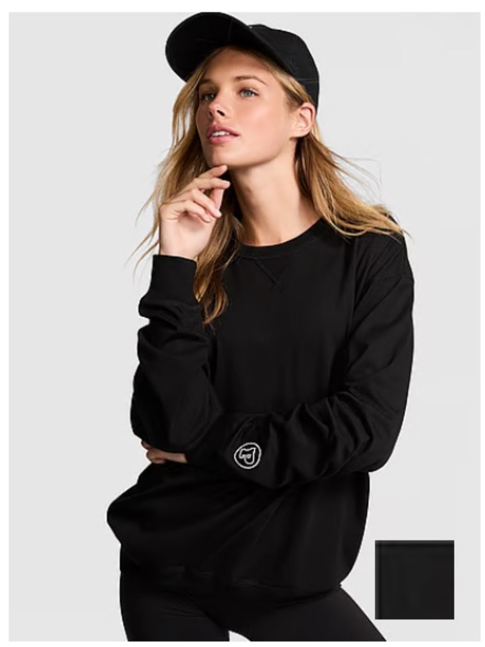 NWT PINK By Victoria’s Secret Cotton Club Black Long-Sleeve Tee Size XS